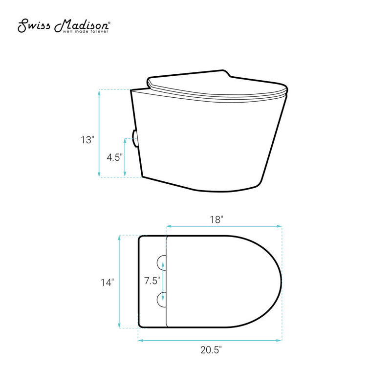 Calice Wall-Hung Toilet Bundle 0.8/1.6 GPF Dual Flush in Glossy White with Black Flush Plate