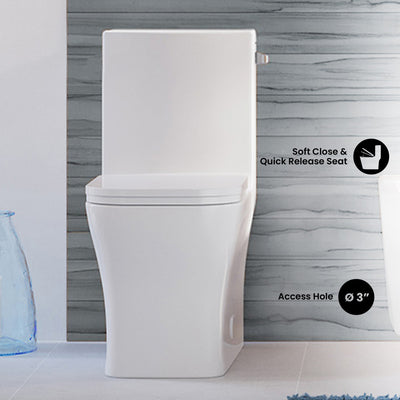 Concorde One Piece Square Right Side Flush Handle Toilet 1.28 gpf