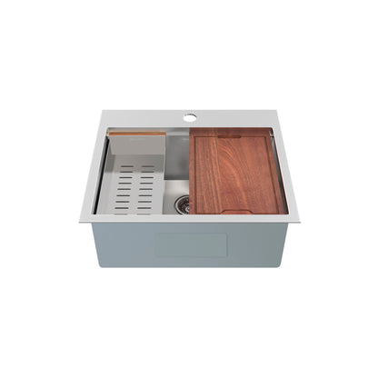 Ravi Single Basin 25 x 22 Topmount Kitchen Workstation Sink