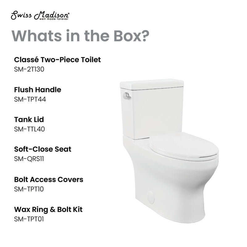 Classe Two-Piece Elongated Left Side Flush Handle Toilet 1.28 gpf