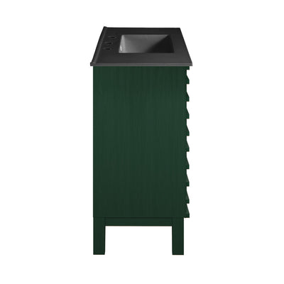 Cascade 36" Freestanding Bathroom Vanity in Green Oak with Black 3-Hole Widespread Sink Top