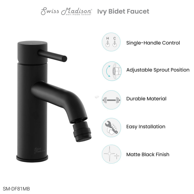 Ivy Bidet Faucet in Matte Black