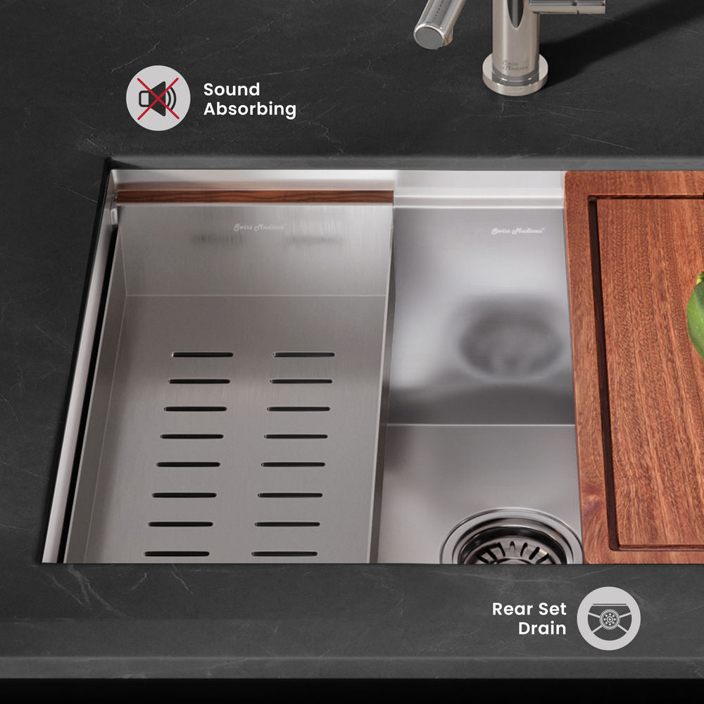 Rivage 30 x 19 Single Basin Undermount Kitchen Workstation Sink
