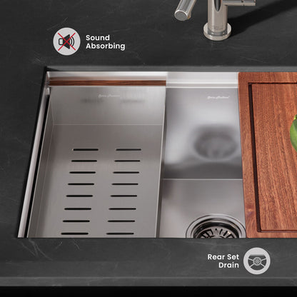 Rivage 30 x 19 Single Basin Undermount Kitchen Workstation Sink