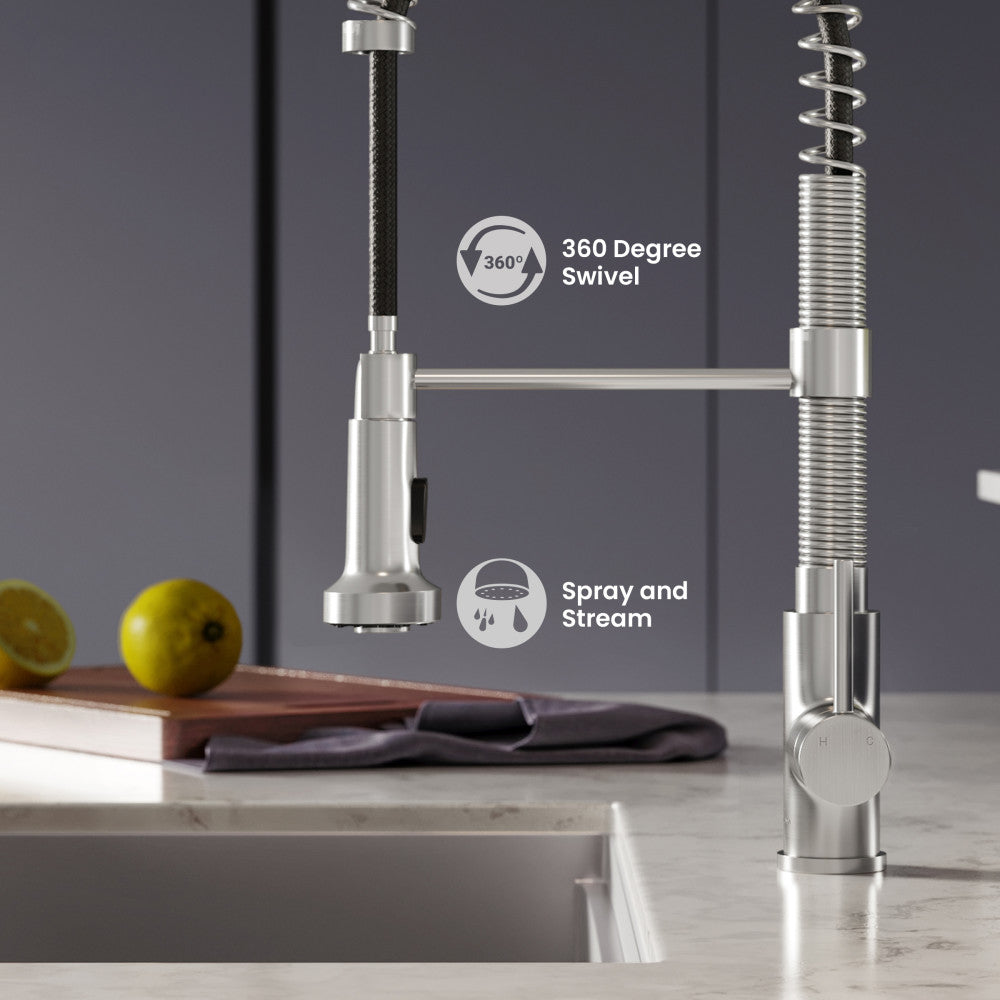 Nouvet Single Handle, Pull-Down Kitchen Faucet in Brushed Nickel