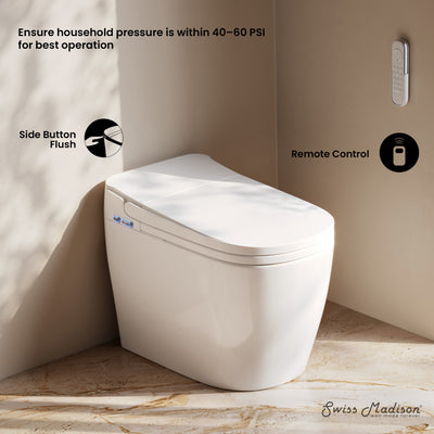 Avancer One Piece Smart Toilet 1.28 GPF in Glossy White with Heated Bidet, Air Drying, Night Light, Foot Sensor