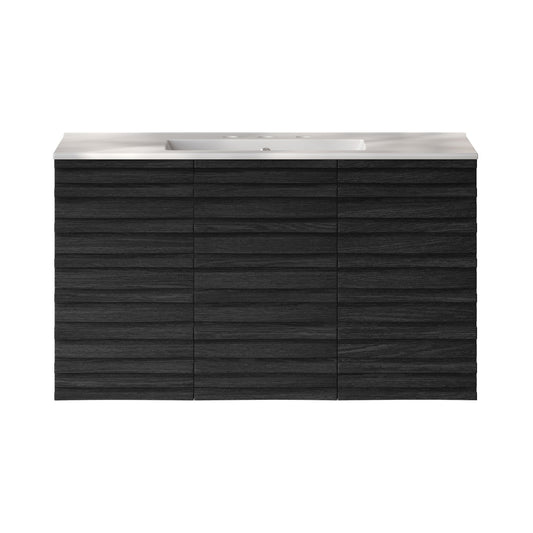 Cascade 36" Wall-Mounted Bathroom Vanity in Black Oak with 3-Hole Widespread Sink Top