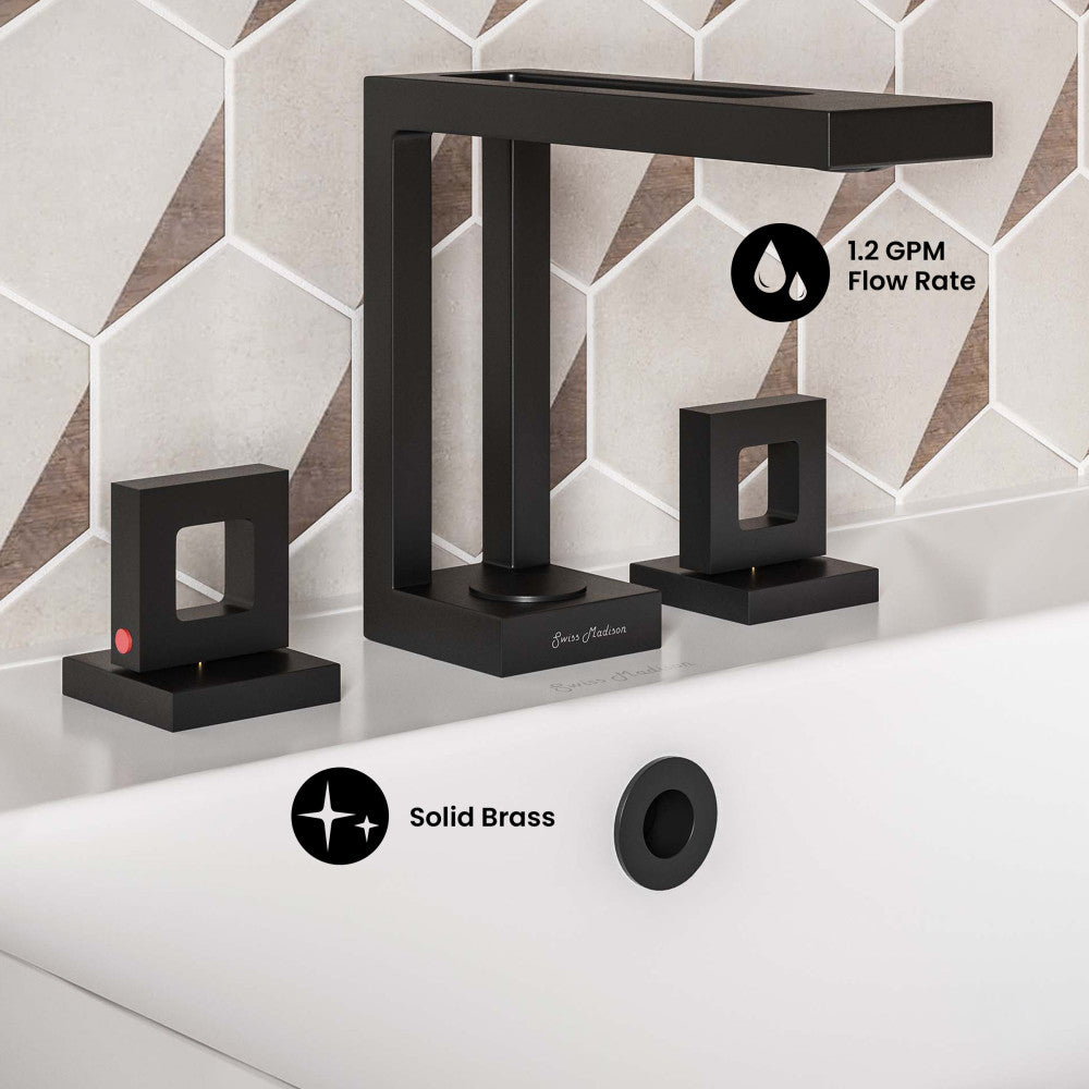 Pierre Widespread, Double Handle, Bathroom Faucet in Matte Black