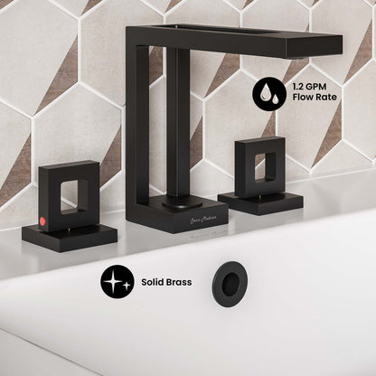 Pierre Widespread, Double Handle, Bathroom Faucet in Matte Black