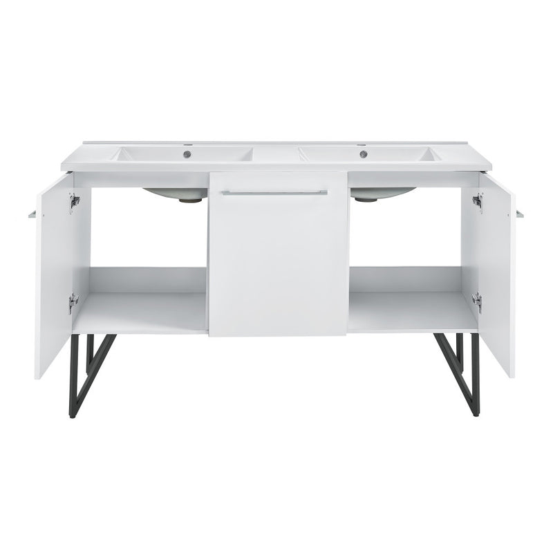 Annecy 60" Freestanding Bathroom Vanity in White with Sink Top