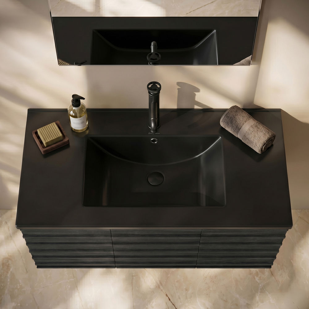36" Ceramic Vanity Top with Single Faucet Hole in Matte Black