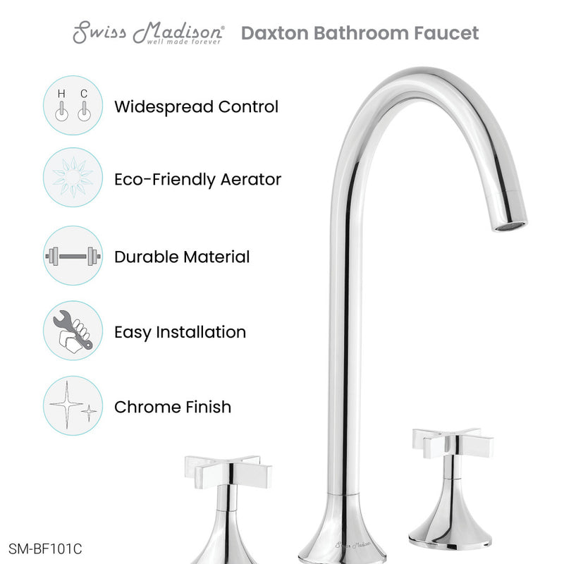 Daxton 8 in. Widespread, Cross Handle, Bathroom Faucet in Chrome