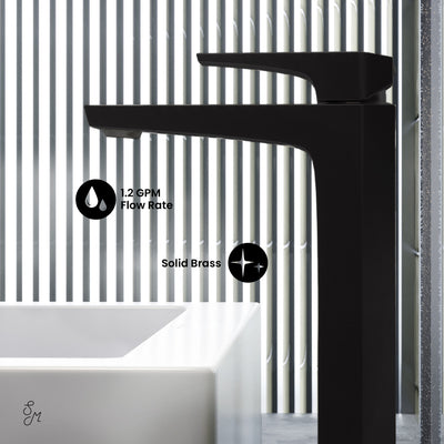 Voltaire Single Hole, Single-Handle, High Arc Bathroom Faucet in Matte Black