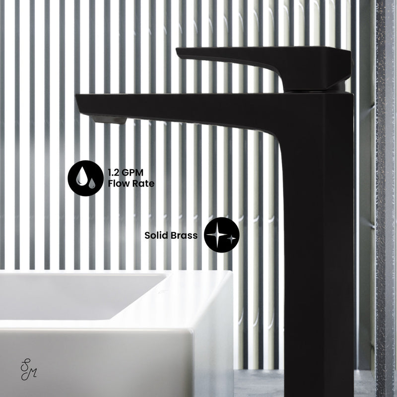 Voltaire Single Hole, Single-Handle, High Arc Bathroom Faucet in Matte Black