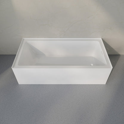 Voltaire 72 x 36 Skirted Right Drain Soaking Alcove Bathtub in Glossy White, Drain Included