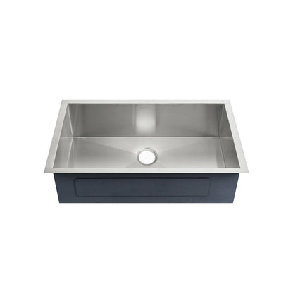 27x19 stainless steel undermount kitchen sink, single basin, square corners.