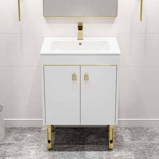 Lumiere 24" Freestanding Bathroom Vanity in White with Sink Top