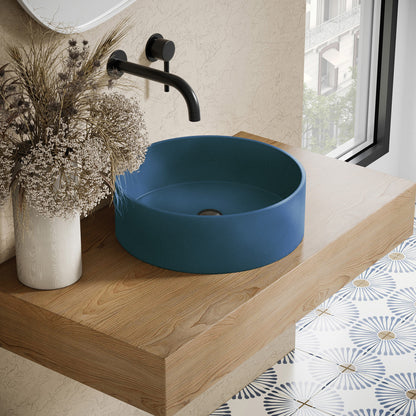 Lisse 14.5" Concrete Round Vessel Sink in Matte Royal Blue