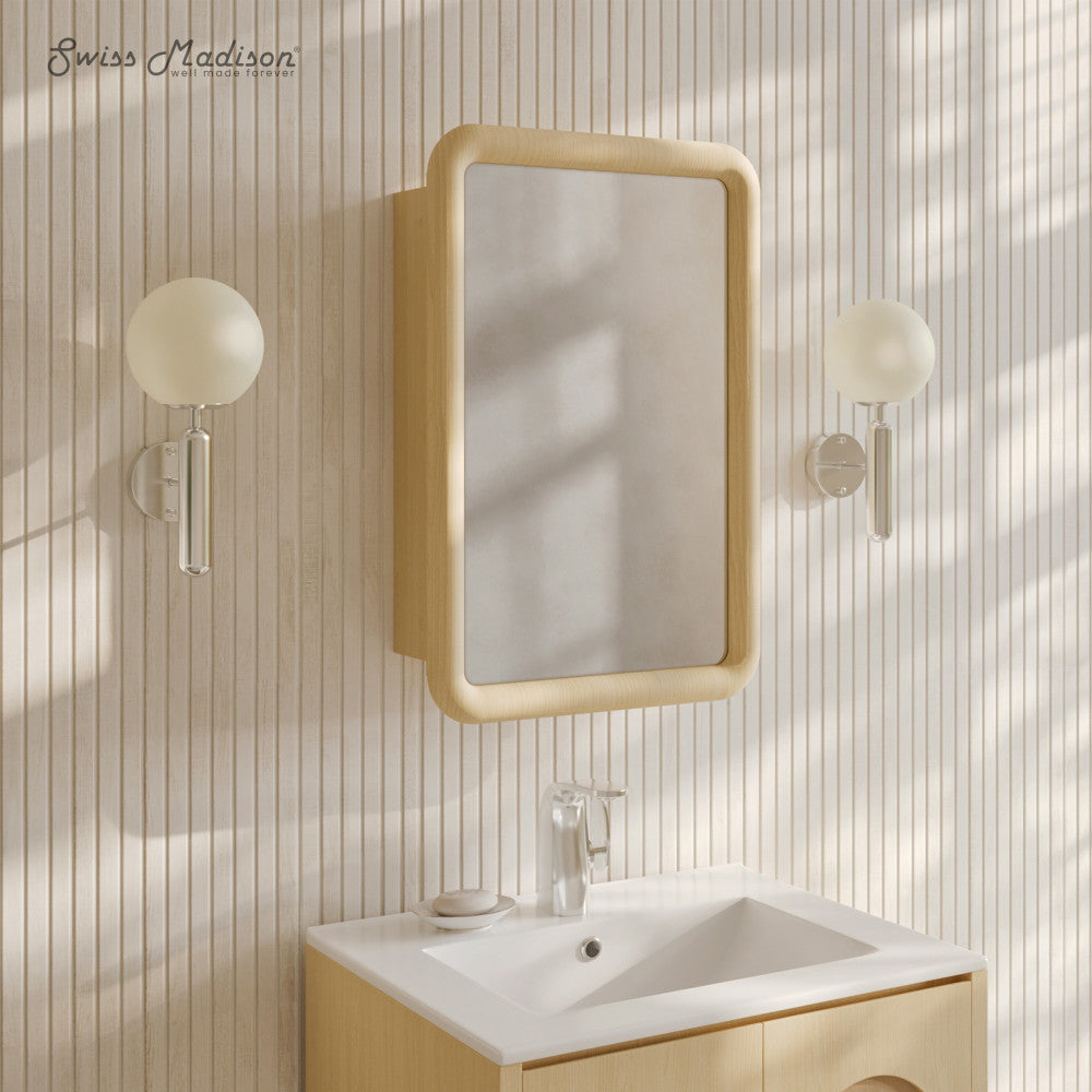 Plaisir 18 x 27 Recessed/Wall Mount Medicine Cabinet with Mirror in Natural Oak