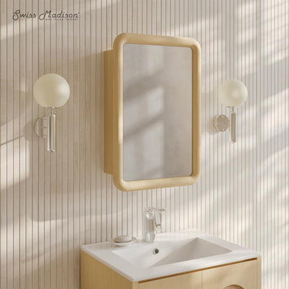 Plaisir 18 x 27 Recessed/Wall Mount Medicine Cabinet with Mirror in Natural Oak