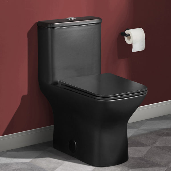 Carre One-Piece Square Toilet Dual-Flush in Matte Black 1.1/1.6