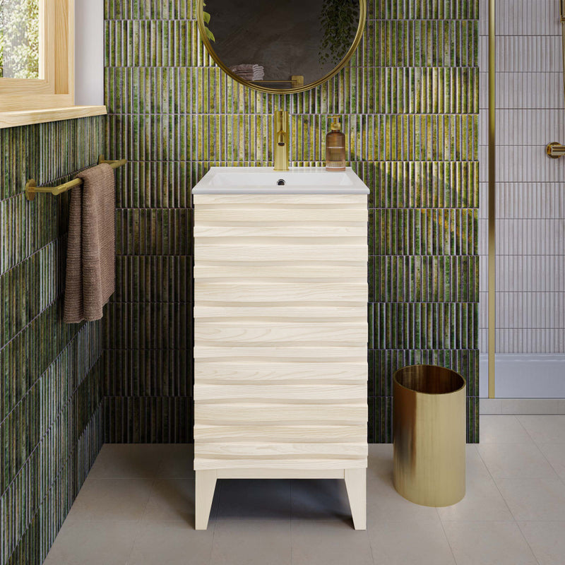 Cascade 18" Freestanding Bathroom Vanity in White Oak with Sink Top