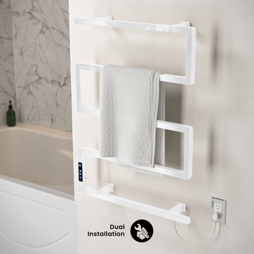 Voltaire 5-Bar Electric Towel Warmer in Matte White