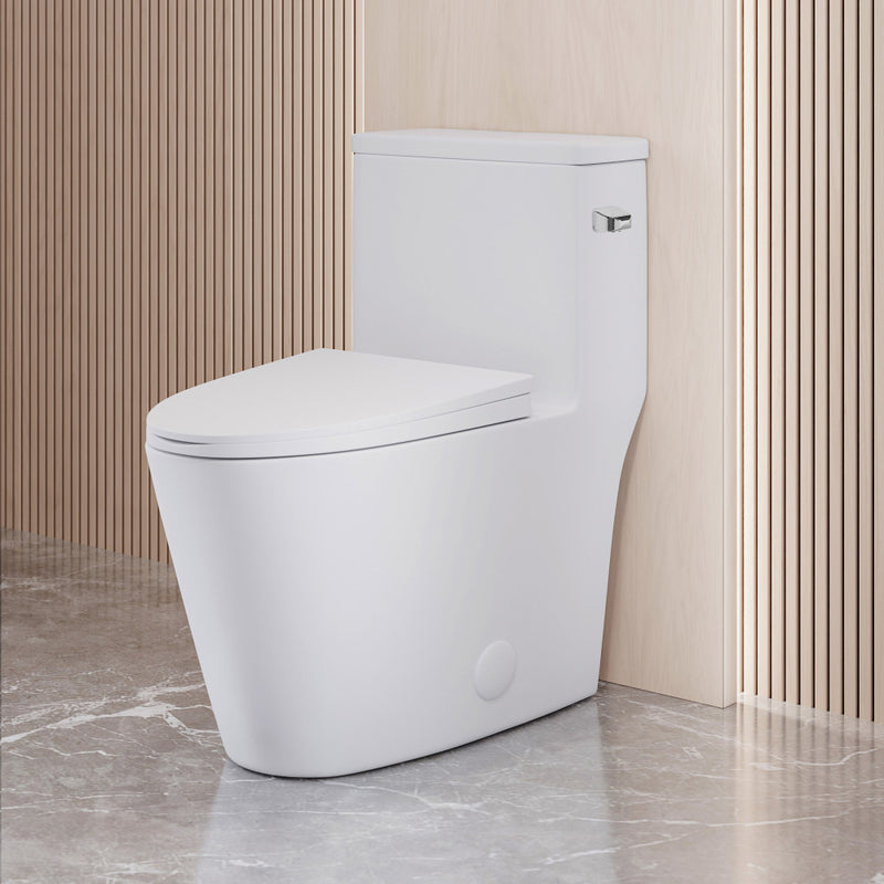 Dreux One-Piece 12" Rough-in 1.28 GPF Right Flush Elongated Toilet in Glossy White