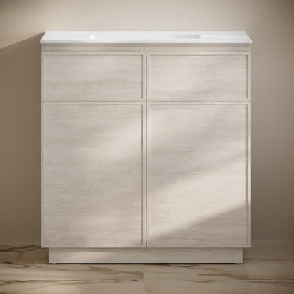St. Tropez 36" Freestanding Bathroom Vanity in White Oak with Sink Top
