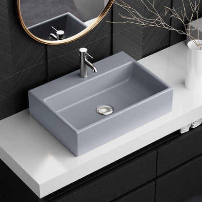 Claire 20"  Rectangle Ceramic Vessel Sink in Matte Gray