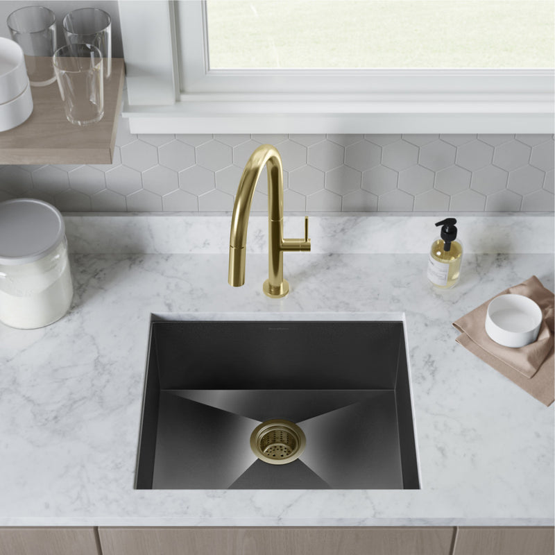 Tourner 21 x 18 Stainless Steel, Single Basin, Undermount Kitchen Sink,Black