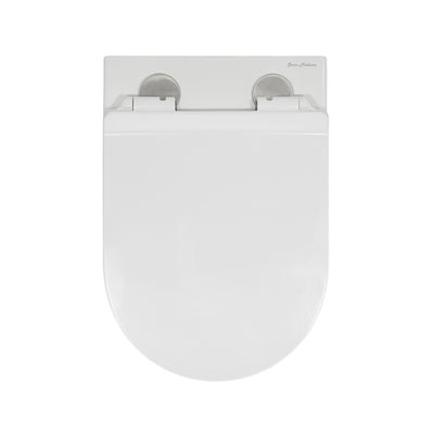 Calice Wall-Hung Toilet Bundle 0.8/1.6 GPF Dual Flush in Glossy White with Brass Flush Plate