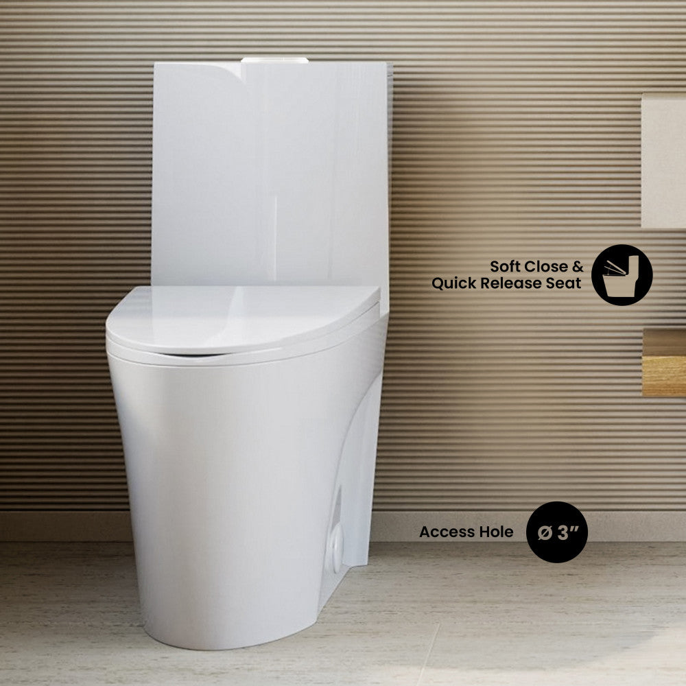 St. Tropez Comfort Height One-Piece Elongated Toilet, Vortex Dual