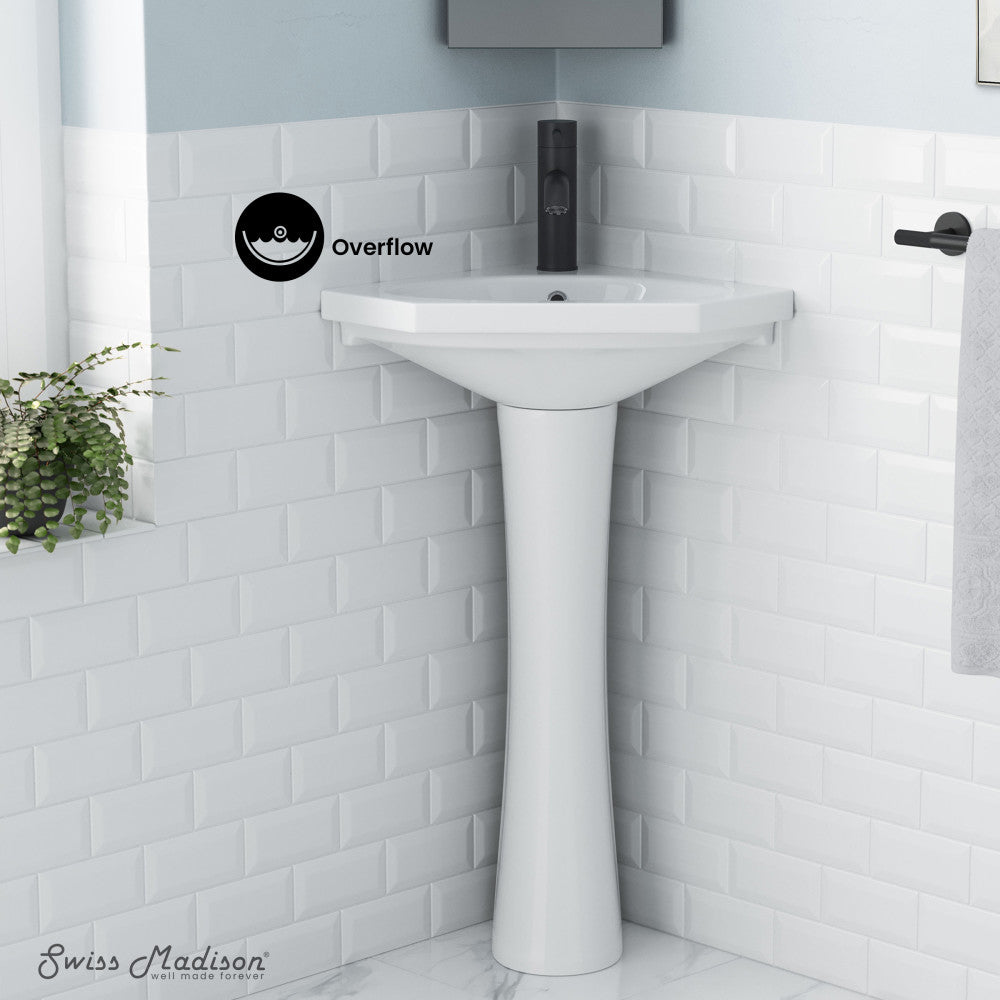 H21K46 スペイン製 VICENT MONTORO ダブルサイズ St.Tropez Corner Two-Piece Pedestal Sink – Swiss Madison - well