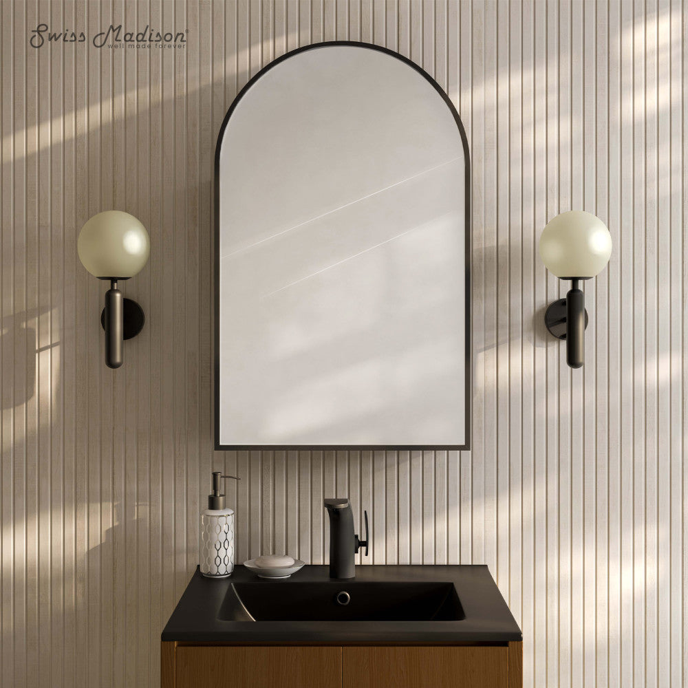 Porte 20 x 30 Arched Recessed/Wall Mount Medicine Cabinet with Mirror in Black