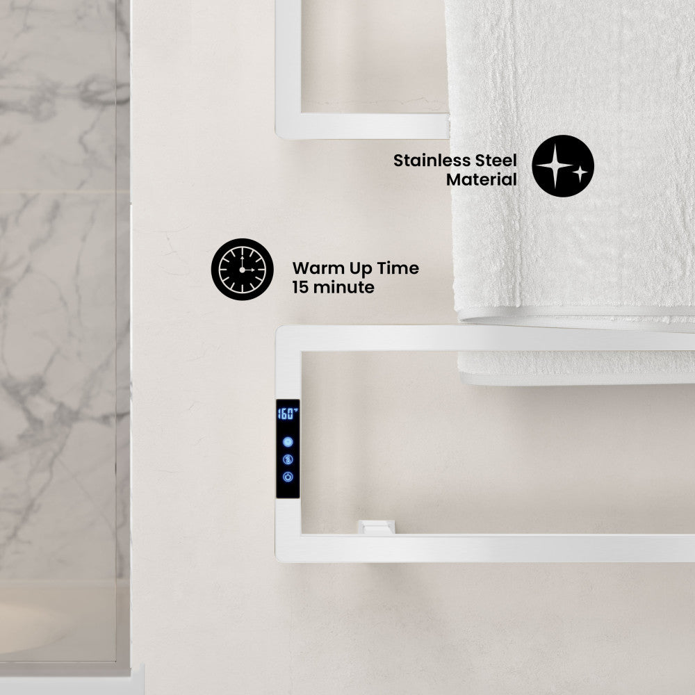 Voltaire 5-Bar Electric Towel Warmer in Matte White