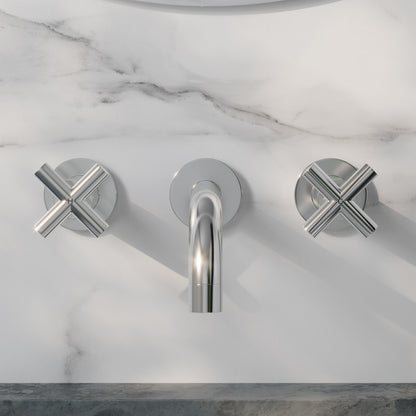 Ivy 8 in. Widespread Double Cross-Handle Wall Mount Bathroom Faucet in Polished Chrome
