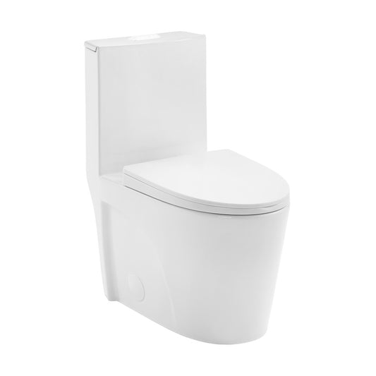 St. Tropez Comfort Height One-Piece Elongated Toilet, Vortex Dual-Flush 1.1/1.6 GPF, White Hardware