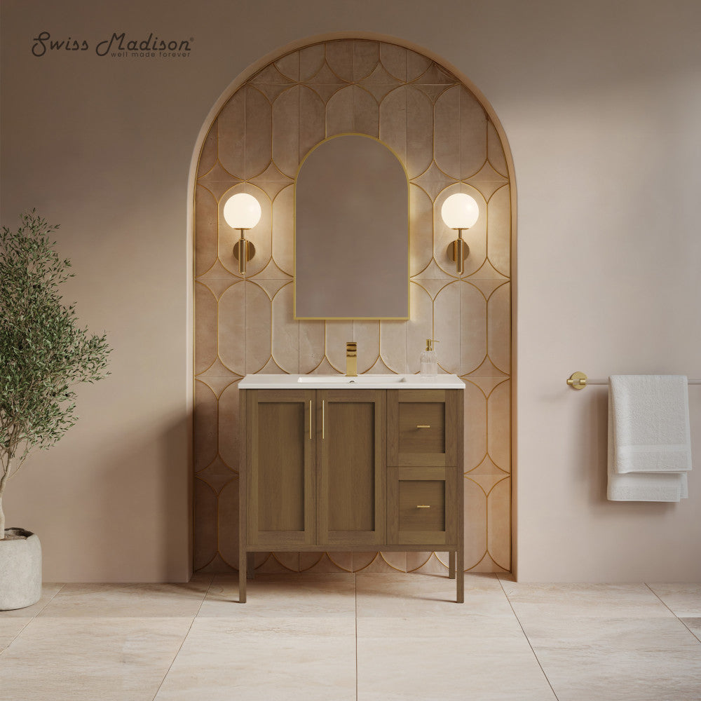 Forme 36" Modular Freestanding Bathroom Vanity with Sink Top in Brown Oak