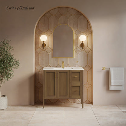 Forme 36" Modular Freestanding Bathroom Vanity with Sink Top in Brown Oak