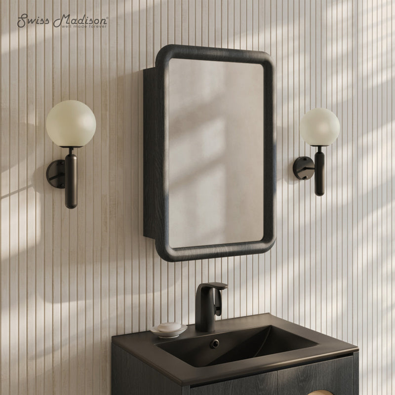 Plaisir 18 x 27 Recessed/Wall Mount Medicine Cabinet with Mirror in Black Oak