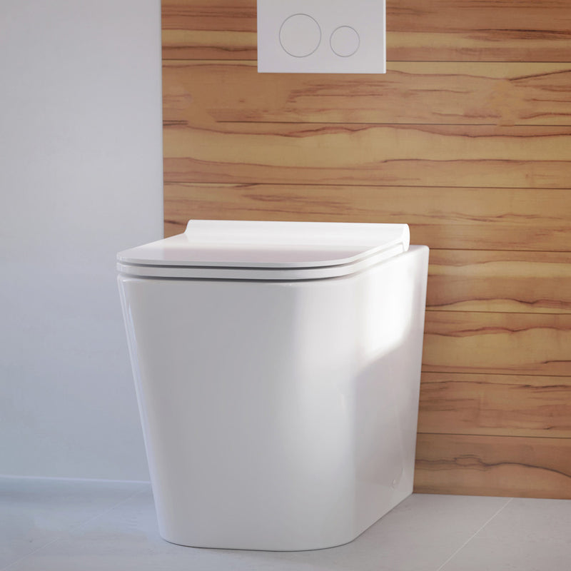 Concorde Back-to-Wall Toilet Bundle 0.8/1.6 GPF Dual Flush in Glossy White with White Flush Plate