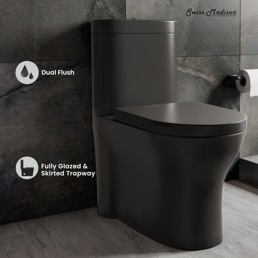 Monaco One-Piece Elongated Toilet Dual-Flush, Matte Black 1.1/1.6