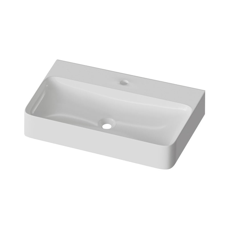 Voltaire 32" Rectangle Vessel Sink in Glossy White with Faucet Mount