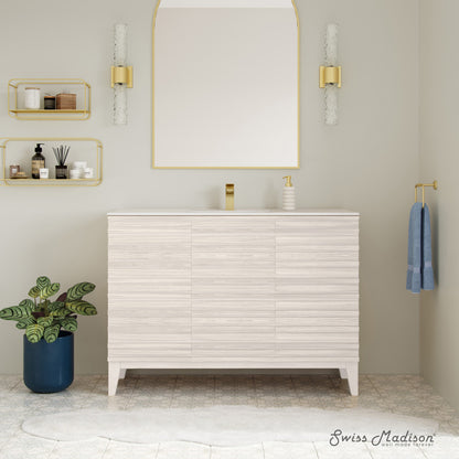 Cascade 48" Freestanding Bathroom Vanity in White Oak with Sink Top
