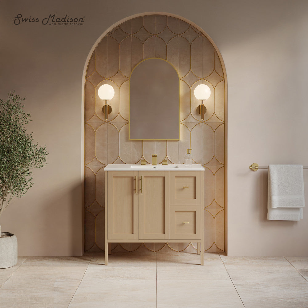 Forme 36" Modular Freestanding Bathroom Vanity with 3-Hole Widespread Top in Natural Oak