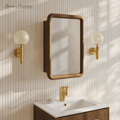 Plaisir 18 x 27 Recessed/Wall Mount Medicine Cabinet with Mirror in Brown Oak