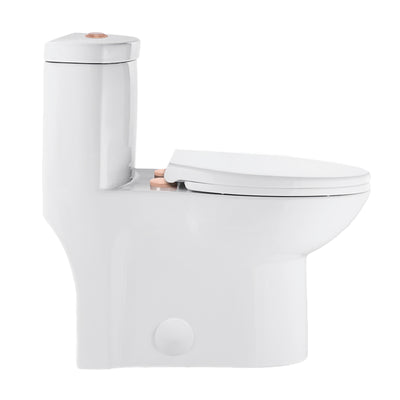Sublime One Piece Elongated Toilet Dual Flush, Rose Gold Hardware 1.1/1.6 gpf